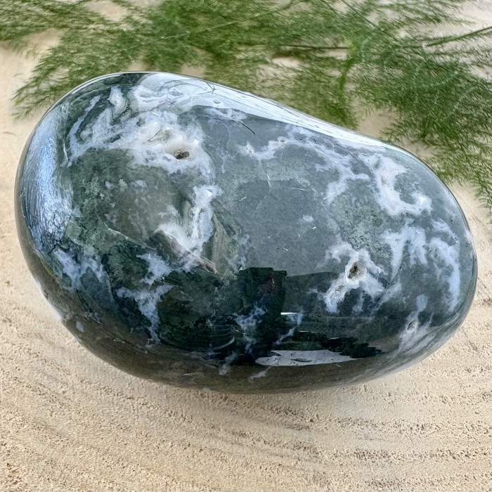 Achát mechový minerální hmatka - jumbo