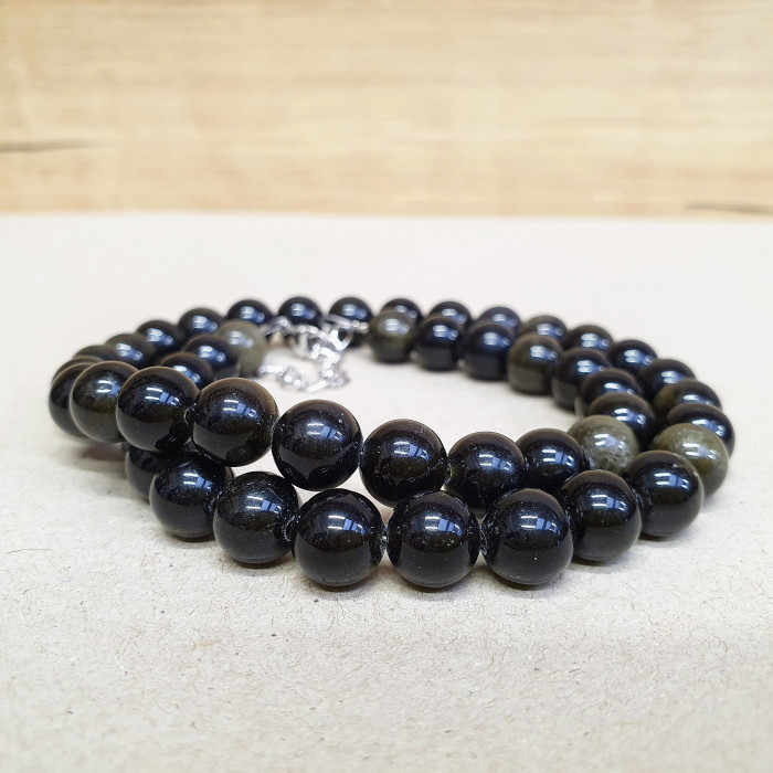 Obsidián zlatý 8mm kuličkový náhrdelník Obsidián zlatý 8mm kuličkový náhrdelník