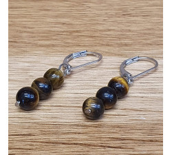 Tygří oko 6mm kuličkové náušnice