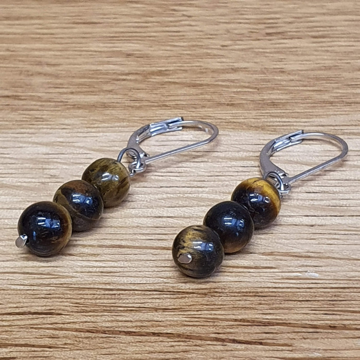 Tygří oko 6mm kuličkové náušnice Tygří oko 6mm kuličkové náušnice